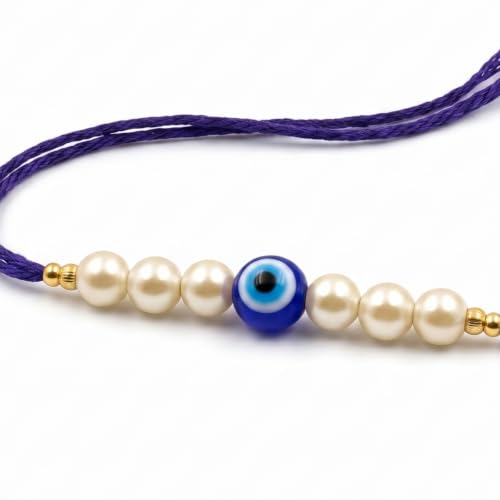 Image of Evil Eye Pearl Rakhi with Krishna Flute Designer Pooja Thali, Red T-Shirt, Greeting Card & Roli Chawal | Nazar Suraksha Rakhi Gift Combo for Brother | Raksha Bandhan Gift Set