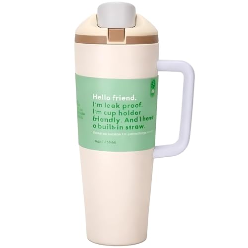 Image of HomeCloud 1200ML Stainless Steel Water Bottle - Double-Wall Vacuum Insulated, Leakproof Straw Lid, BPA-Free Reusable Travel Flask with Two-Way Spout for Gym, Office & Outdoor Use (H Cream)