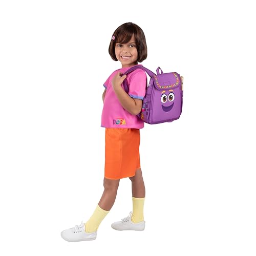 Dora the Explorer Official Toddler Halloween Costume - Foam Backed Backpack with Printed Design plus Hairclip Shirt and Shorts (3T-4T)