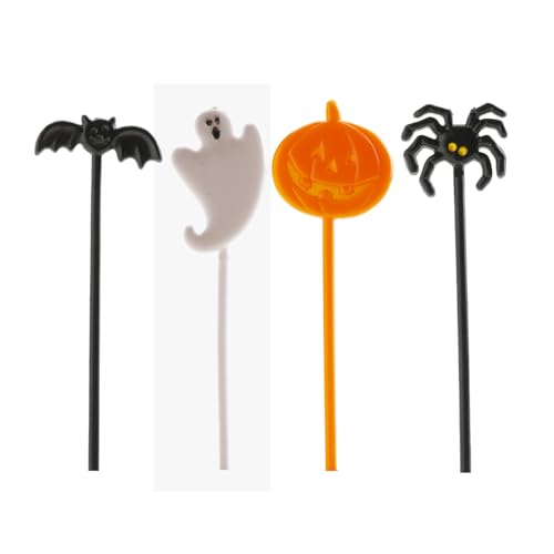 dekora – 8 pièces, Decoration Gateau Halloween, Cake topper pour decorer cupcakes, muffins, gateaux avec Citrouille, fantôme, chauve-souris et araignée