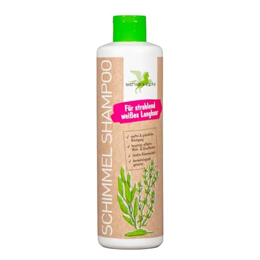 Bense & Eicke Schimmel Shampoo 500ml, Perlglanz Pferdeshampoo für weiße und helle Pferde, milde Reinigung mit Panthenol, Salbei, Thymian und Beifuß