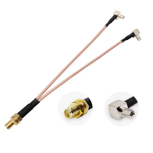 Vecys SMA-TS9 Splitter Cable SMA Female to Dual TS9 Male Right Angle 90 Degree Antenna Adapter Cable Pigtail Y Type RG316 15CM/6In for Antenna Router MiFi Mobile USB Modems