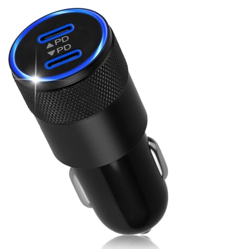 Lueden Car Charger Adapter PD30W Dual Port Cigarette Lighter USB C Charger 60W QC 3.0 Fast Car Phone Charger 12V USB Socket for iPhone 17/16/15/14/13 Pro Max Samsung Galaxy S25 Google Ultra iPads