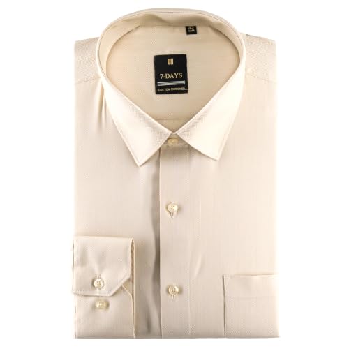 Image of 7-DAYS Premium Men's Formal Shirts - Cotton Rich, Textured Self-Design, Full Sleeve, Regular Fit, Wrinkle Resistant, with Pocket - Perfect for Office