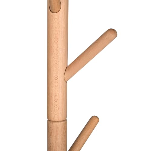 Miniatura 6 de Perchero De Pie Madera De Haya Natural Con 8 Ganchos Estilo Árbol Minimalista Colgador Ropa Sombreros Bolsos Fácil Montaje Organizador Entrada Dormitorio Salón Oficina Compacto Estable Ligero