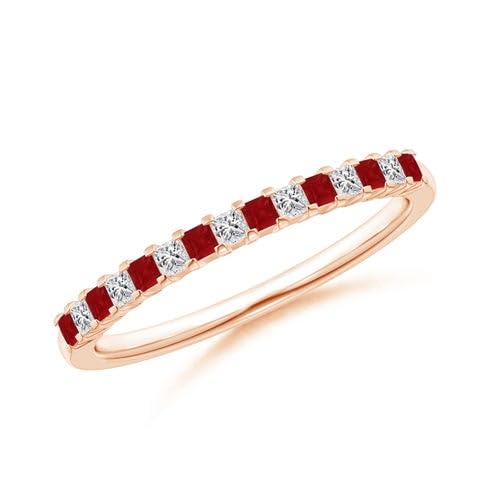 Anello di fidanzamento da donna in argento Sterling 925 quadrato da 4 mm con rubino da 0,24 carati, anello di fidanzamento da donna, regalo per lei_placcato oro rosa_12