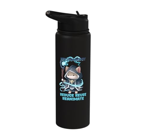 Necromancy- Reduce, Reuse, Reanimate- Cat Necromancer Stainless Steel Insulated Water Bottle