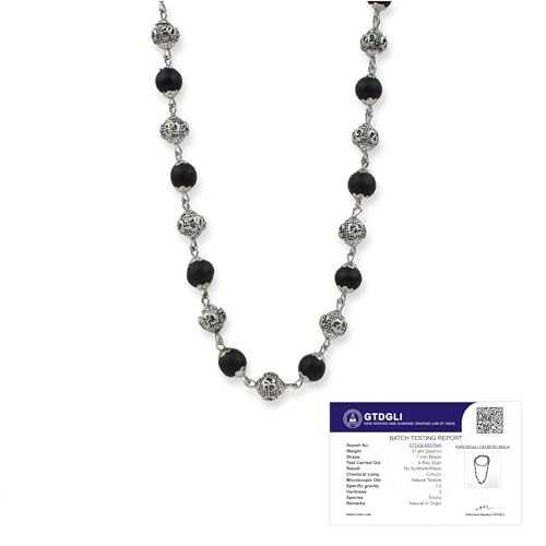 Image of Astrotalk OM Bead Karungali Mala Original 54 Beads | Karungali Malai with Silver OM Bead for Protection, Peace & Positive Energy | Spiritual Mala for Women & Men | Gift for Man & Woman