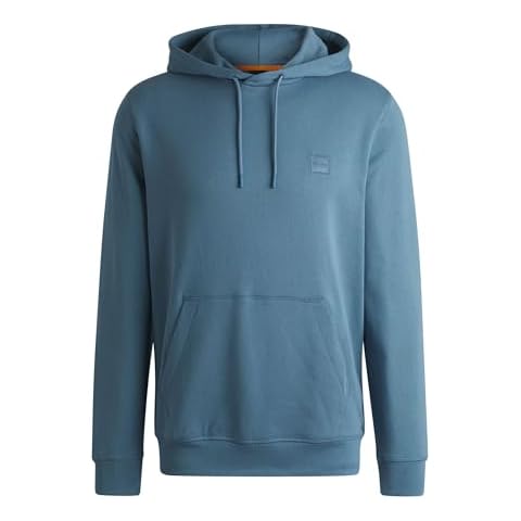 BOSS Men's Logo Patch Hoodie in Open Blue Cover