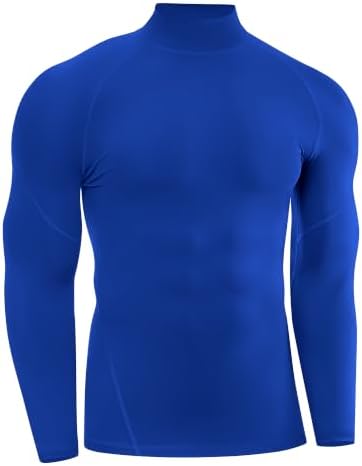 Runhit Kompressionsshirt Herren Langarm Stehkragen, UPF 50+ UV-Schutz Funktionsshirt Atmungsaktiv Schnelltrocknend Laufshirt Sportshirt für Gym Fitness Laufen Radfahren fußball