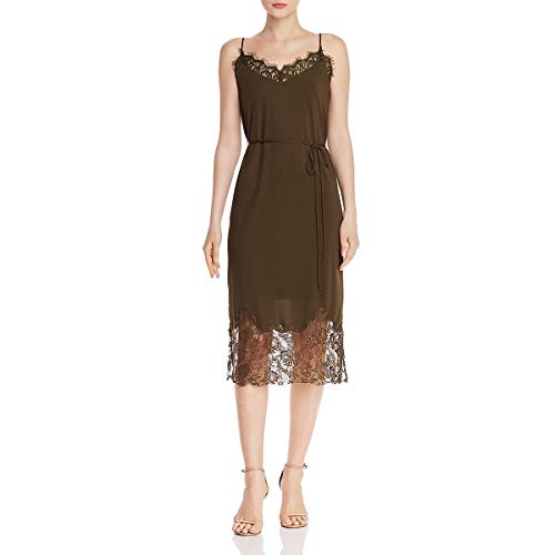 Image of French Connection Women's Strappy Jersey Lace Dress - Green - 10