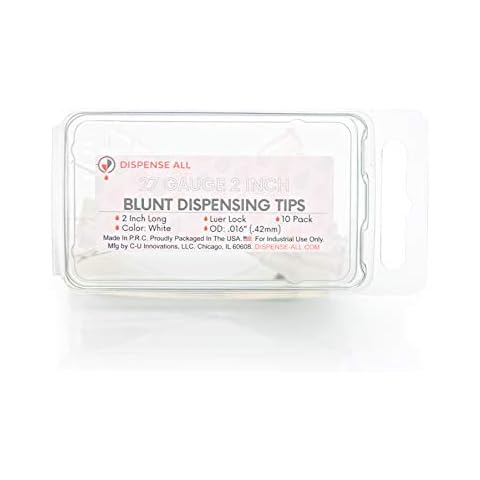 Dispense All - 27 Gauge 2 Inch Blunt Tipped Dispensing Needles, Luer Lock, 10 Count Cover