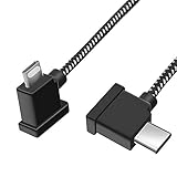 Longitud del cable: 30 cm LYONGTECH Cable trenzado de nailon USB C a IOS de 30cm para DJI Mini 2, Mavic 3, Air 2S, Mavic Air 2 control remoto, cable de datos RC de extensión larga OTG de 1 pies (conector iOS)