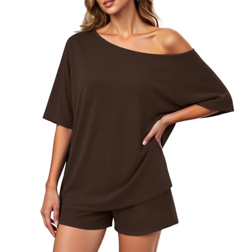 Tenue de sport femme ensemble haut asymetrique short decontracte