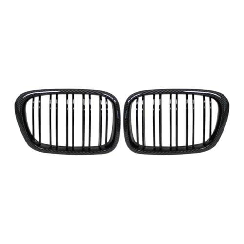 Rejilla delantera para BMW E39 con listones dobles negros brillantes y look de carbono elegante