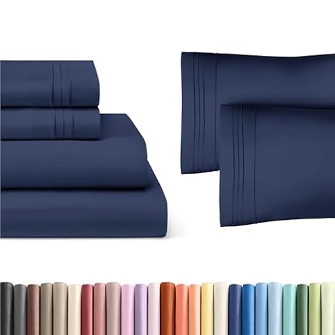 CGK Linens Navy Blue 4-Piece Sheet Set & Pillowcase Bedding Bundle (Full Size) - Bed Set Includes… — $38.23 (34% off)