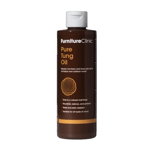Pure Tung Oil by Furniture Clinic - 500ml - Nourishes Protects and Enhances the Beauty of All Items of Wood -100% Natural Food Safe Oil for Indoor and Outdoor Wood