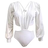 Damen Schwimmanzug Badeanzug Neckholder Damen Print Langarm Bikini Sexy Große Für Badeanzug Mit Bügel Cup H Mit Cups D (White XXL)