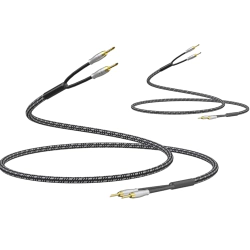 Preffair 1 Pair HiFi BFA Banana to Banana Plugs Speaker Cable, 14AWG/2mm2 OFC Copper Braided Loudspeaker Wires with 24K Gold Plated Banana Connectors for Speaker/Subwoofer/Amps (White-Black, 5 feet) by Preffair - Used condition - US$23.67
