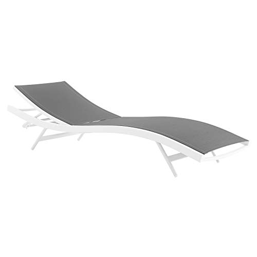 Modway Glimpse Aluminum Mesh Outdoor Patio Poolside Deck Chaise Lounge Chair In White Gray #TOP5