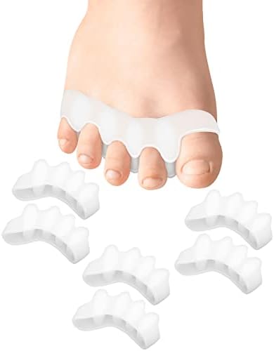 Golbylicc Soft Toe Spacers for Correct Toes Alignment, 3 Pairs Gel Toe Separators Bunion Corrector for Children Foot Pain Relief, Toe Straightener for Plantar Fasciitis (White)