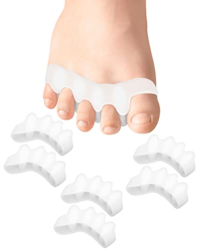 Golbylicc Soft Toe Spacers For Correct Toes Alignment, 3 Pairs Gel Toe Separators Bunion Corrector For Children Foot Pain Relief, Toe Straightener For Plantar Fasciitis (White) #TOP4