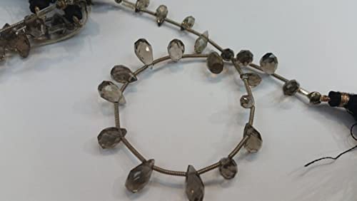 Drops briolette quartz fumé 5x10mm perle facettée pour création collier