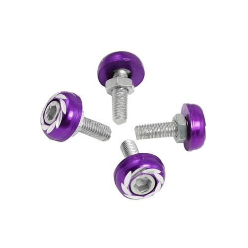 ACROPIX Purple Silver Tone License Plate Bolts Screws Car Ornament 4 Pcs Car Parts
