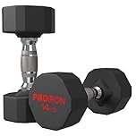 PROIRON Rubber Dumbbells Odorless, Steel Weights Set Men Women Home Gym 3kg 5kg 8kg 10kg 12kg 14kg 16kg 20kg 24kg Fitness Training Exercise Body Strength Lifting Equipment (Pair or Single)