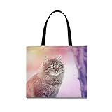Bolsa de lona Bolsa de tela de compras de gato siberiano Bolsa reutilizable Bolsas de hombro