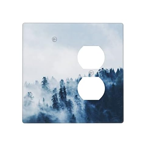Gigszay Foggy Forest Trees Wall Plate Cover Blank/Outlet Decorative Electrical Outlet Covers Funny Light Switch Cover Plastic Faceplate Decor Print Cover