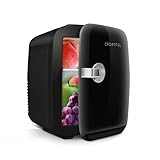 CROWNFUL Mini nevera, 4 litros/6 latas, cosméticos, alimentos, medicamentos,dormitorio,oficina, coche,refrigerador...