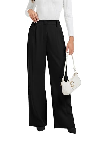 FUNYYZO Casual Pants for Women Business Office Dress Pants Wide Leg Trousers with Pockets