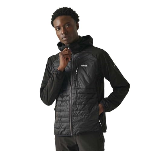 Regatta Men's Andreson Pro Hybrid Jacket, Chaqueta con capucha y cremallera completa para hombre Pro Hybrid ligera Hombre, Black,