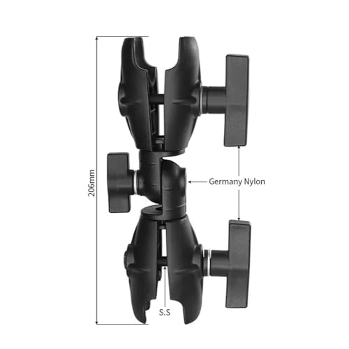 Image of Strg 1.5 inch Ball Double Socket Arm, 8.1 inch Length Double Socket Swivel Arm Powerful Clamp Compatible with RAM Mount 1.5 Inches /C Size / 38mm Ball Mounts
