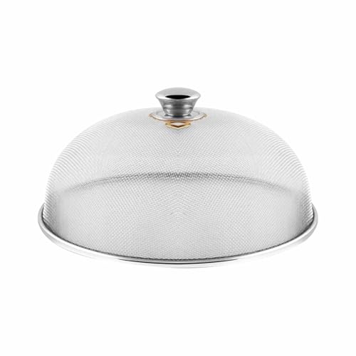 Image of Prabha Stainless Steel Dish Cover | Keep Your Food Fresh and Stylish | Ideal for Home & Kitchen, Flies Mosquitoes Insect Proof Dining Tables Covers Fruits, Cake, Vegetable, Rice Cover. (31 CM)