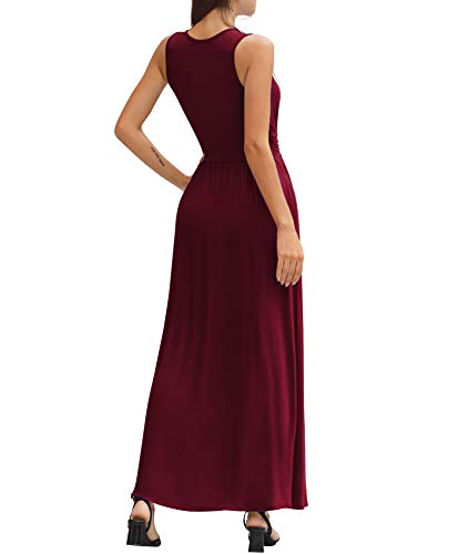 Image of LILBETTER Women Sleeveless Deep V Neck Loose Plain Long Maxi Casual Dress