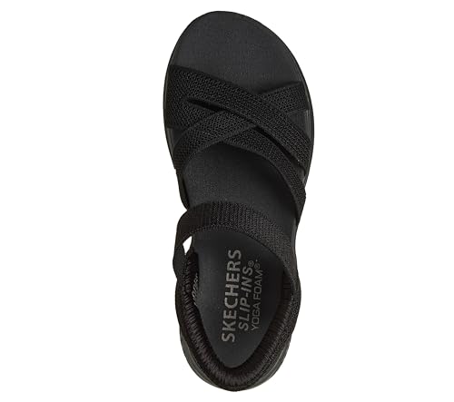 Skechers Skechers Women's ULTRA FLEX 3.0 SANDAL - FOREVER BETTER Hands Free Slip-ins, Knit cross strap sandal, Black/Black, 8M