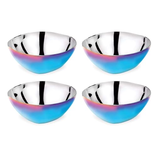 Image of Ahimsa Stainless Steel Bowls for Kids - Pediatrician Designed, 12oz Toddler Bowl, Non Toxic Stainless Steel Snack Bowls Set, Non Plastic Kids Bowl, Dishwasher Safe (Set of 4 Blue)