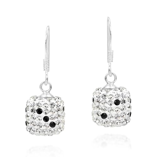 Boucles d'oreilles dés argent 925 cadeau idéal femme avec zircone cubique éclatante