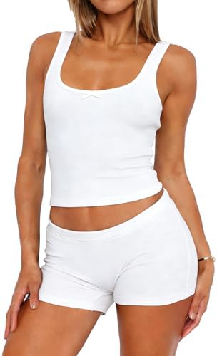 Ezbelle Women's Summer Lounge Set Two Piece Tank Pajama Matching ...