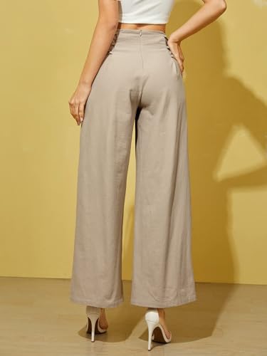 XIBANY Women's Pants High Waist Lace Up Wide Leg Pants Pant for Women2