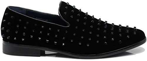 Image of SPK26 Men's Vintage Velvet Rhinestone Designer Dress Loafers Slip On Shoes Classic Tuxedo Dress Shoes