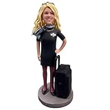Custom Flight Attendant Bobblehead from Photo - Personalized Airline Staff Figurine, Custom Airlines Attire Decor, for Flight Attendants, Retirement/Birthday Career Keepsake