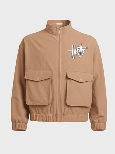 Image of The Indian Garage Co Men Relaxed Fit Long Sleeves Cutaway Collar Graphic Jacket