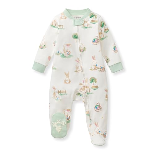 Burt's Bees Baby Boys' Organic Cotton Sleep and Play Footed Pajamas, One-piece Zip Front Romper, Baby Essentials