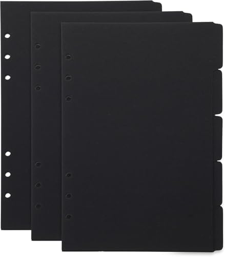 A5 Black Paper Tab Dividers with Blank Tabs, 15 PCS Customizable Dividers for Binders, Planners, Journals, Notebooks and Organizing Study Notes, Home Office Files - Quttly