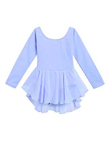 Arshiner Kids Girls Classic Long Sleeve Leotard Dance Ballet Dress, Sky Blue, 130