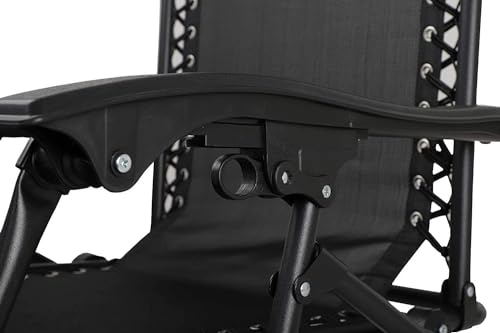 REQUISITE NEEDS Zero Gravity Chair Heavy Duty Textoline Outdoor & Garden Sunloungers Reclining, Folding Chair, Relaxer Chairs with Cup Holder and Headrest Pillow (1, BLACK)