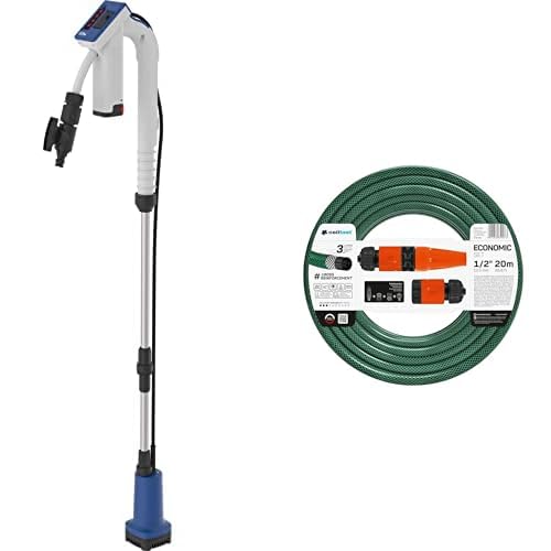 Güde Akku Regenfasspumpe RFP 12-201-04 (Fördervolumen 1500 l/h, max. Förderhöhe 11 m, Schlauchkupplung, 2 Ah Akku, Ladegerät, Teleskopverstellung) & Cellfast 10-100V Gartenschlauch, grün, 1/2'-20m